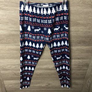 CowCow Womens Large Christmas Leggings Blue NEW
